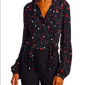 Derek Lam 10 Crosby Evadne Floral Tie Neck size 2